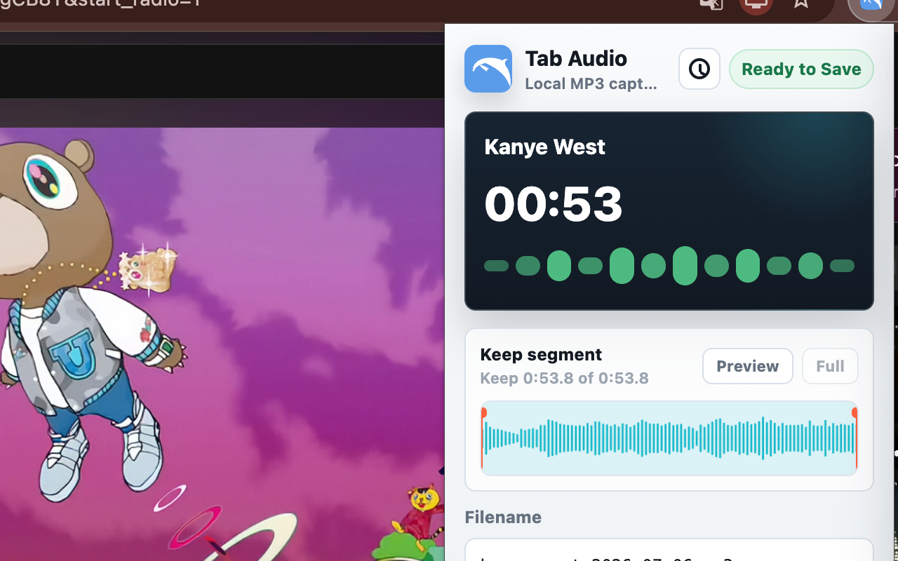 Dolphin waveform trim editor for choosing the useful audio segment